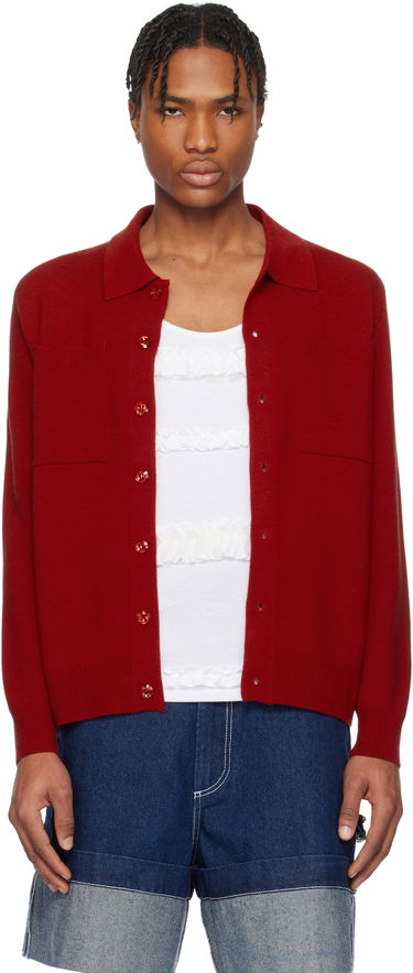 Пуловер Simone Rocha Simone Rocha Knit Workwear Cardigan Червено | VMK11 0646, 0