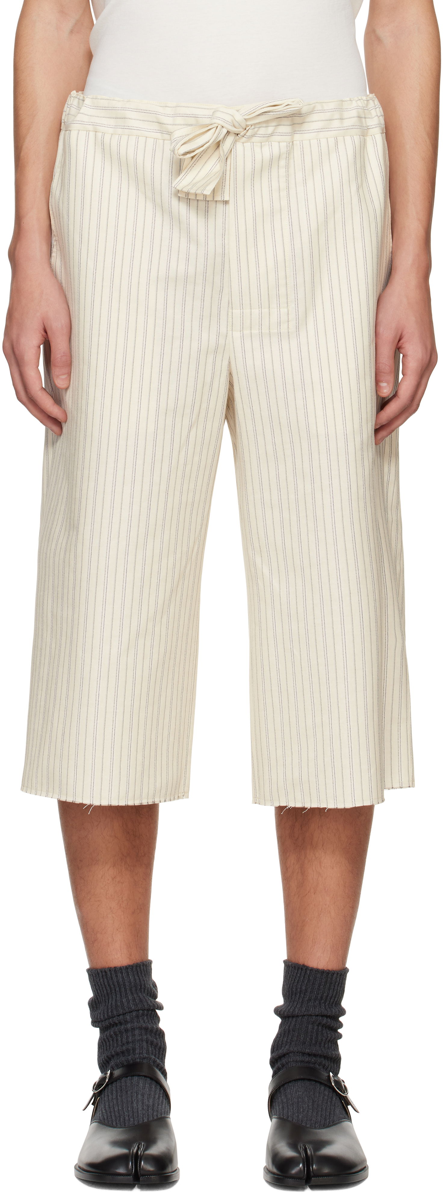 Къси панталони Maison Margiela Maison Margiela Striped Lounge Shorts Бежово | S50MU0080 S76507, 0