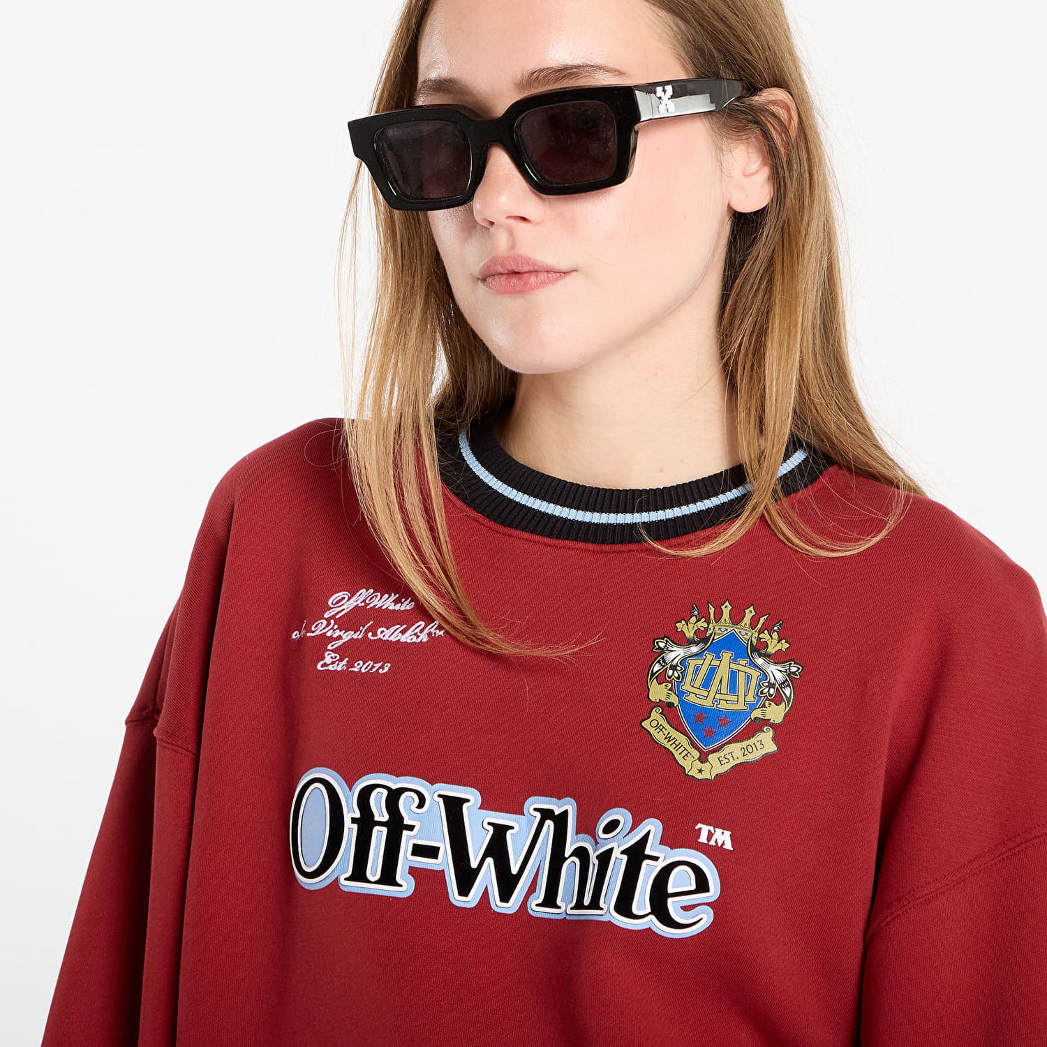 Суитчър Off-White Off-White Sporty Over Crew Sweatshirt Бургунди | OWBA075F25FLE0032610, 1
