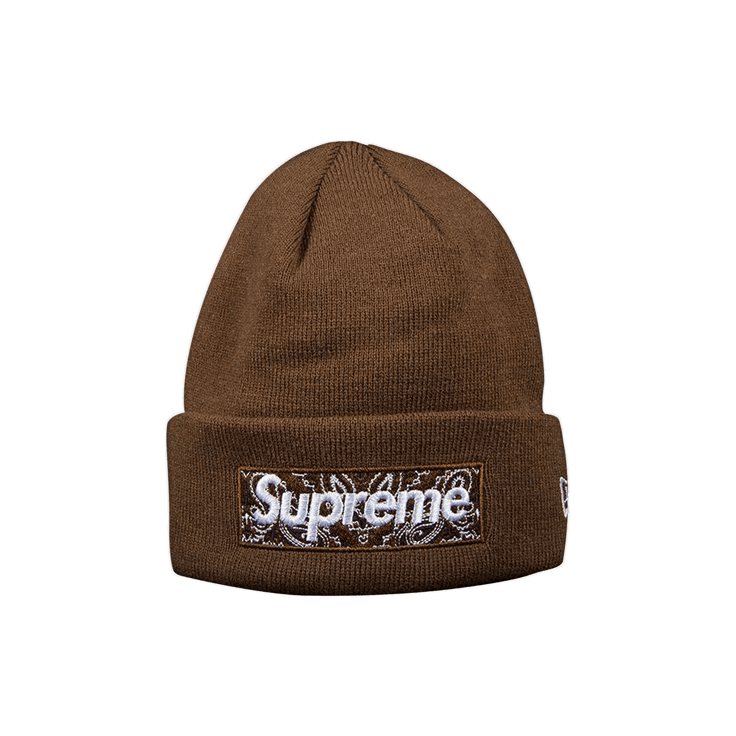 Шапка Supreme New Era x Bandana Box Logo Beanie Кафяво | FW19BN4 DARK BROWN, 0