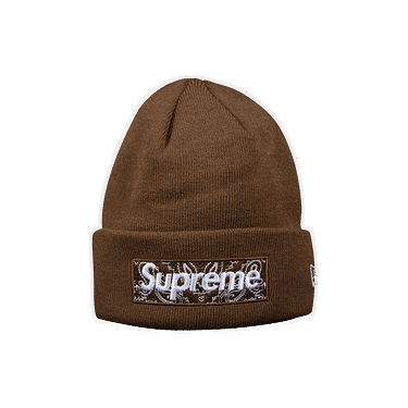 Шапка Supreme New Era x Bandana Box Logo Beanie Кафяво | FW19BN4 DARK BROWN, 0