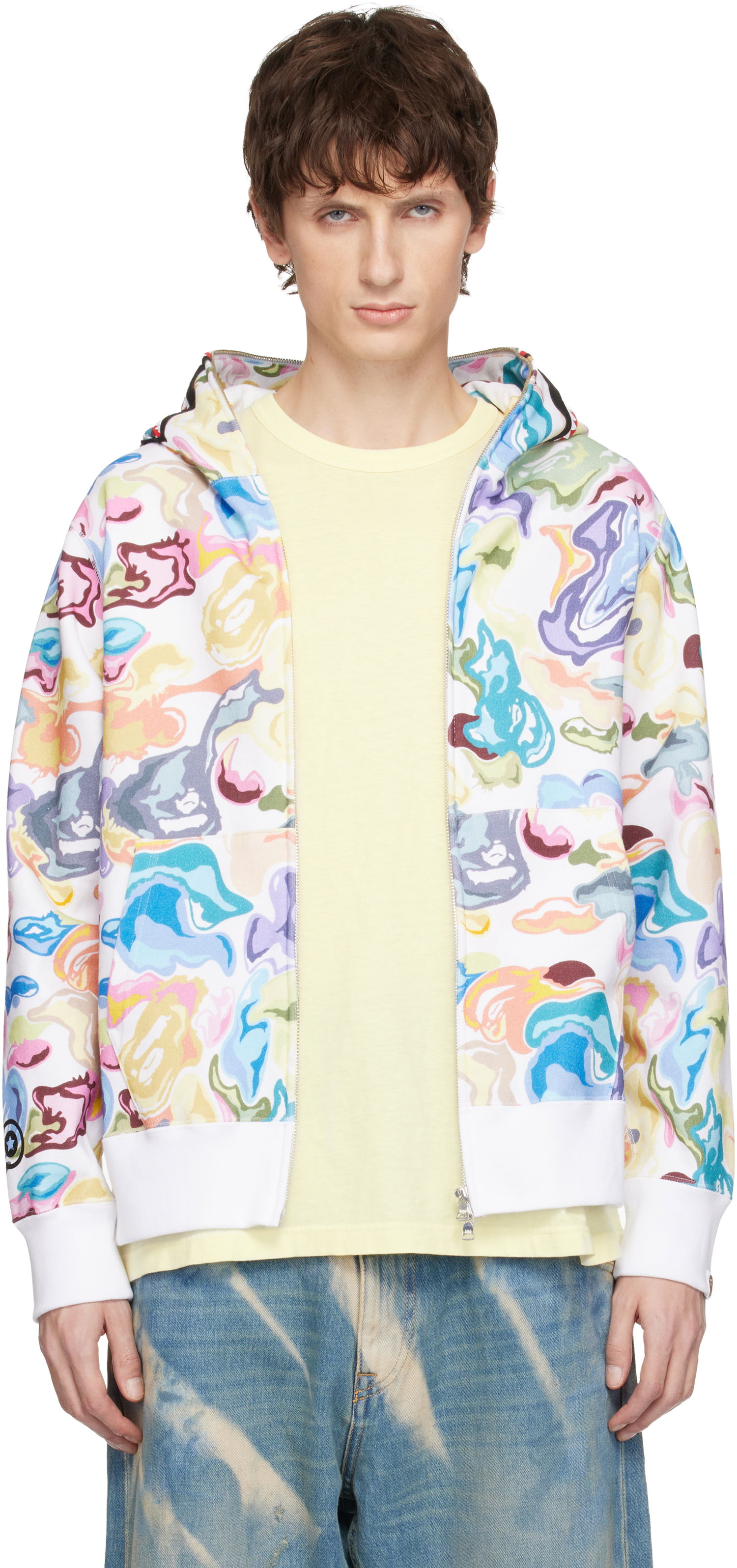 Суитчър BAPE Art Camo Shark Full Zip Hoodie Многоцветен | 001ZPL801301M, 0