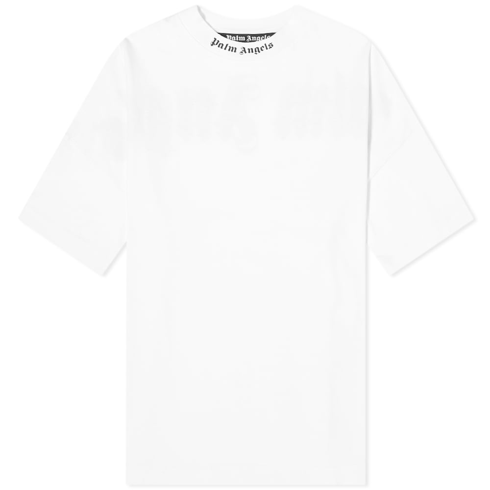 Тениска Palm Angels Double Printed Oversize Mock Neck Logo Tee Бяло | PMAA002S21JER0040132, 0