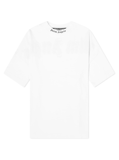 Тениска Palm Angels Double Printed Oversize Mock Neck Logo Tee Бяло | PMAA002S21JER0040132