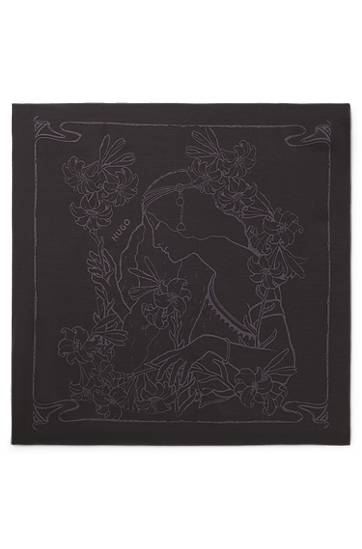 Silk-blend Bandana with Art Nouveau Print