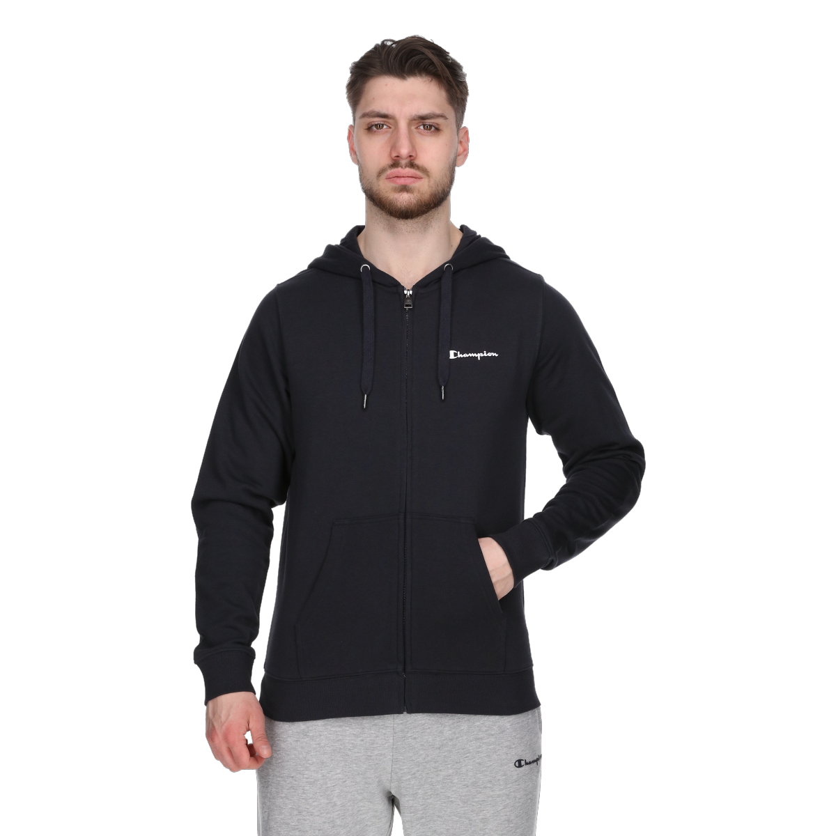 Суитчър Champion Basic Full-Zip Hoodie with Kangaroo Pocket Черно | CHA241M600-21, 0