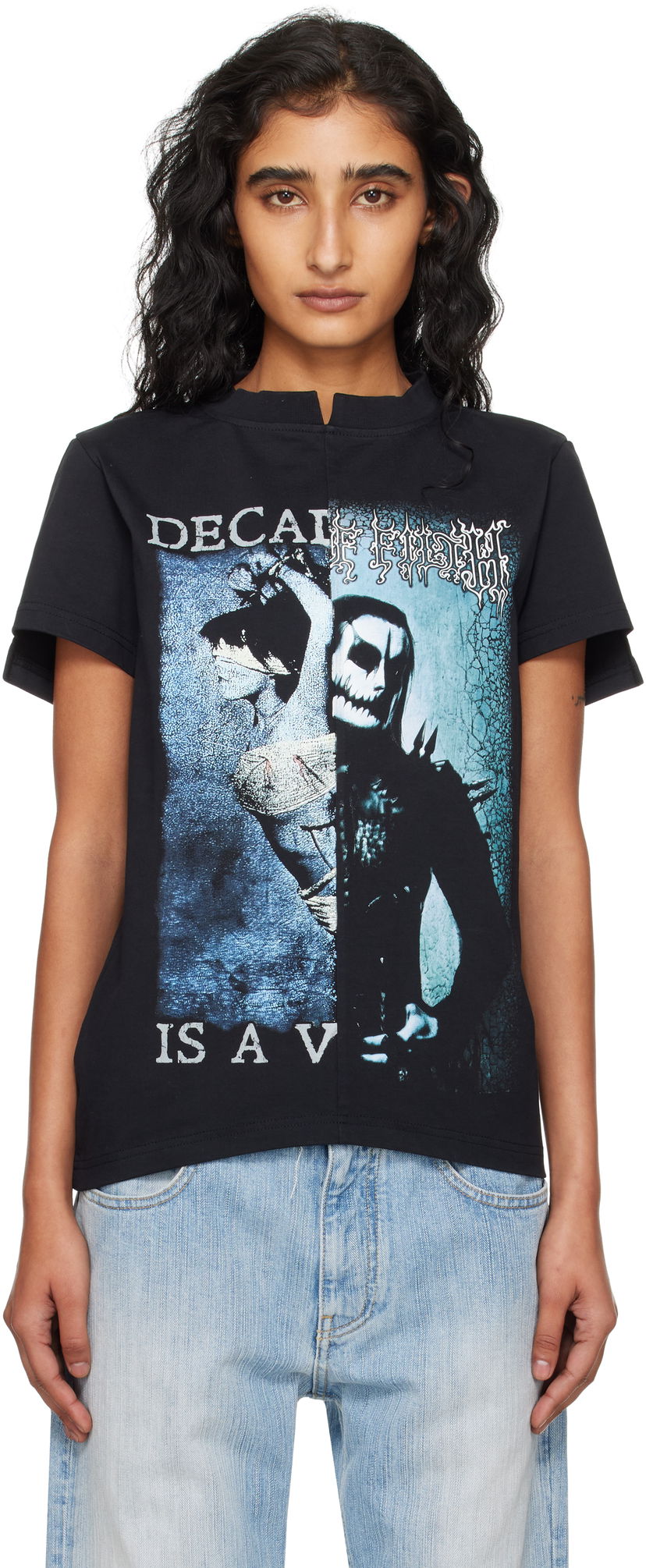 Тениска VETEMENTS VETEMENTS Cradle of Filth Cut-Up Fitted T-Shirt Черно | WCF76TR960BB