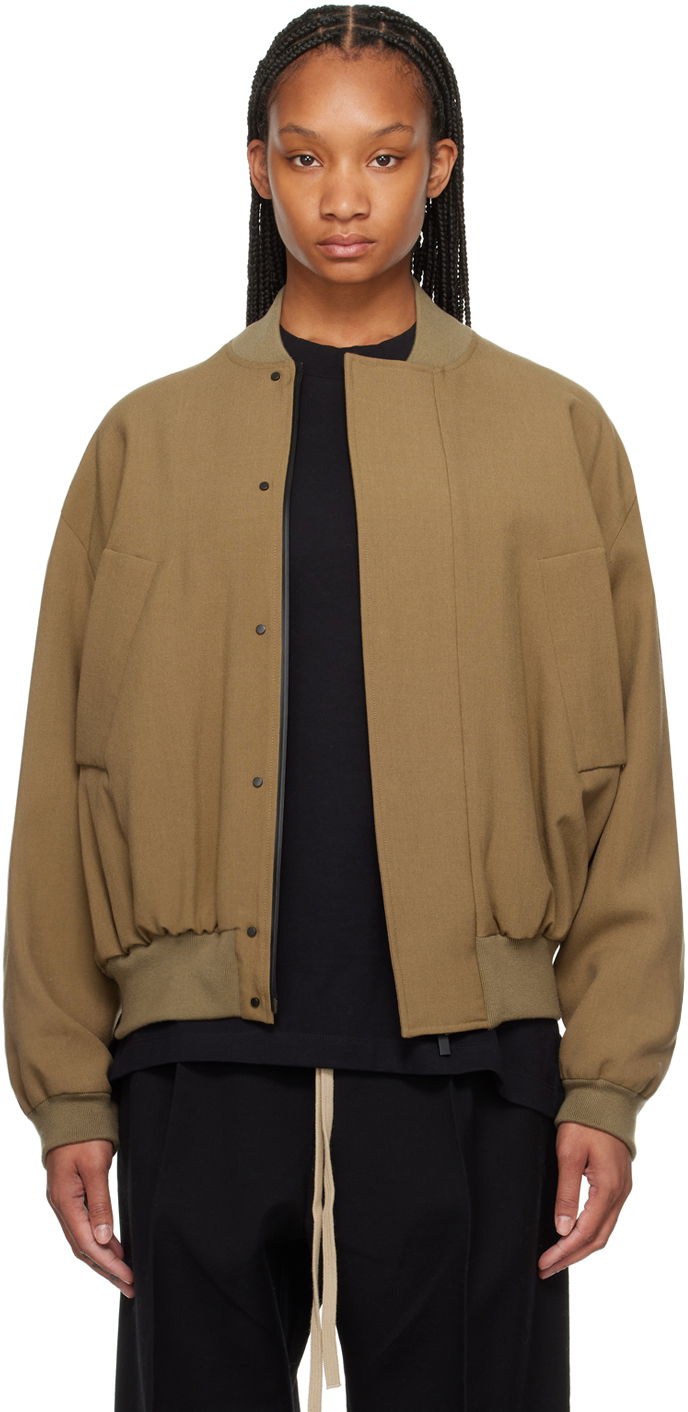 Яке бомбър Fear of God Brown Stand Collar Bomber Jacket Кафяво | FG830-3132WOL