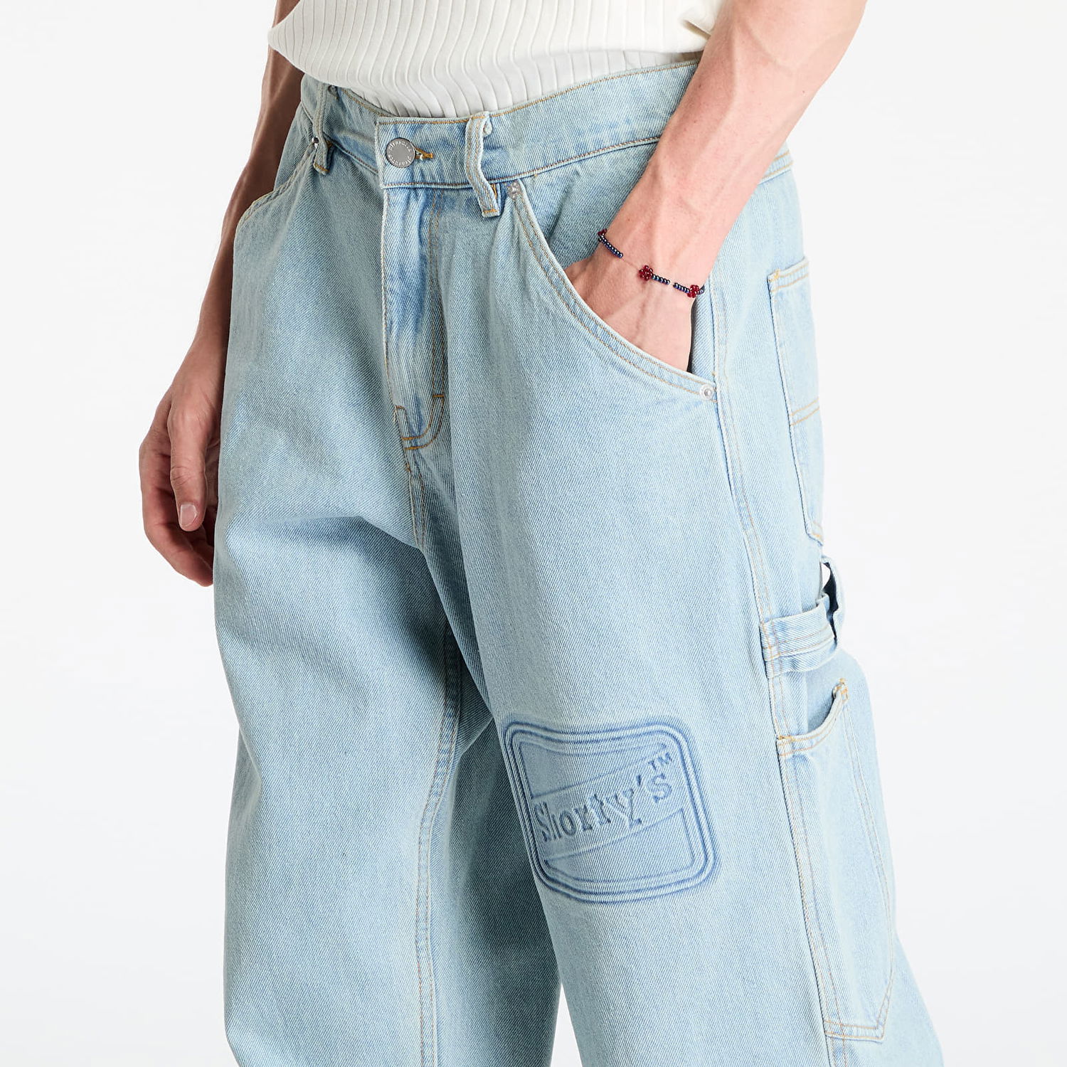 Дънки Pleasures Box Logo Carpenter Jeans Light Indigo Синьо | P24F001 INDIGO, 1