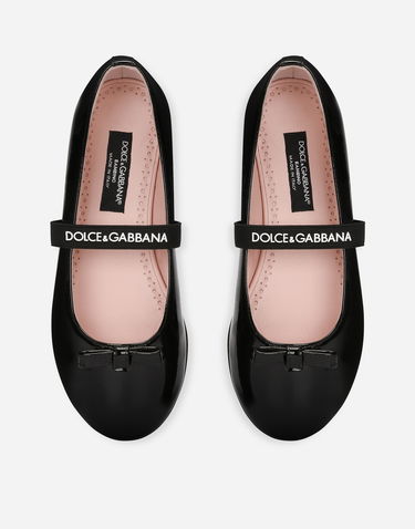 Кецове и обувки Dolce & Gabbana Patent Leather Ballet Flats With Bow Черно | D11294A483180999, 3