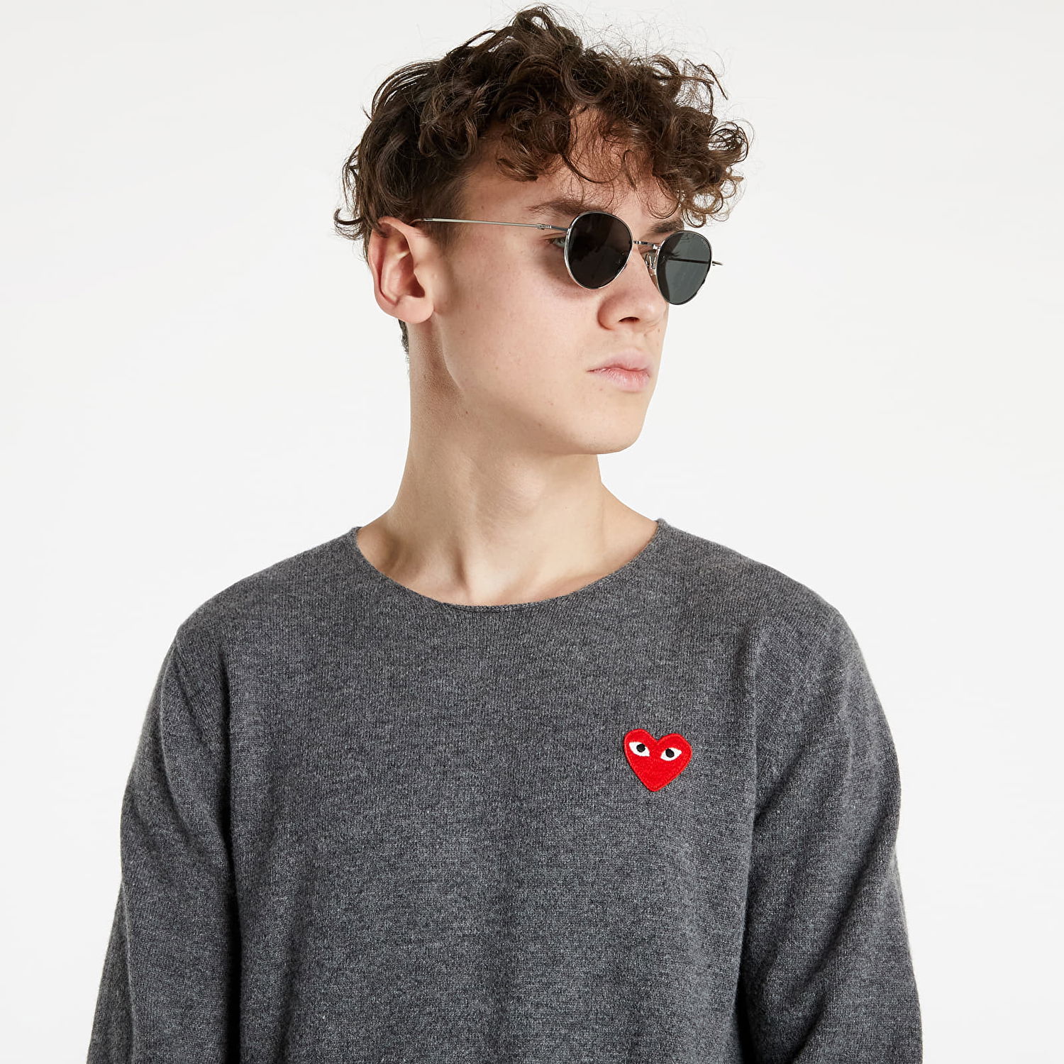 Пуловер Comme des Garçons PLAY Red Heart Crewneck Jumper Сиво | AZN068 Mid Grey, 0