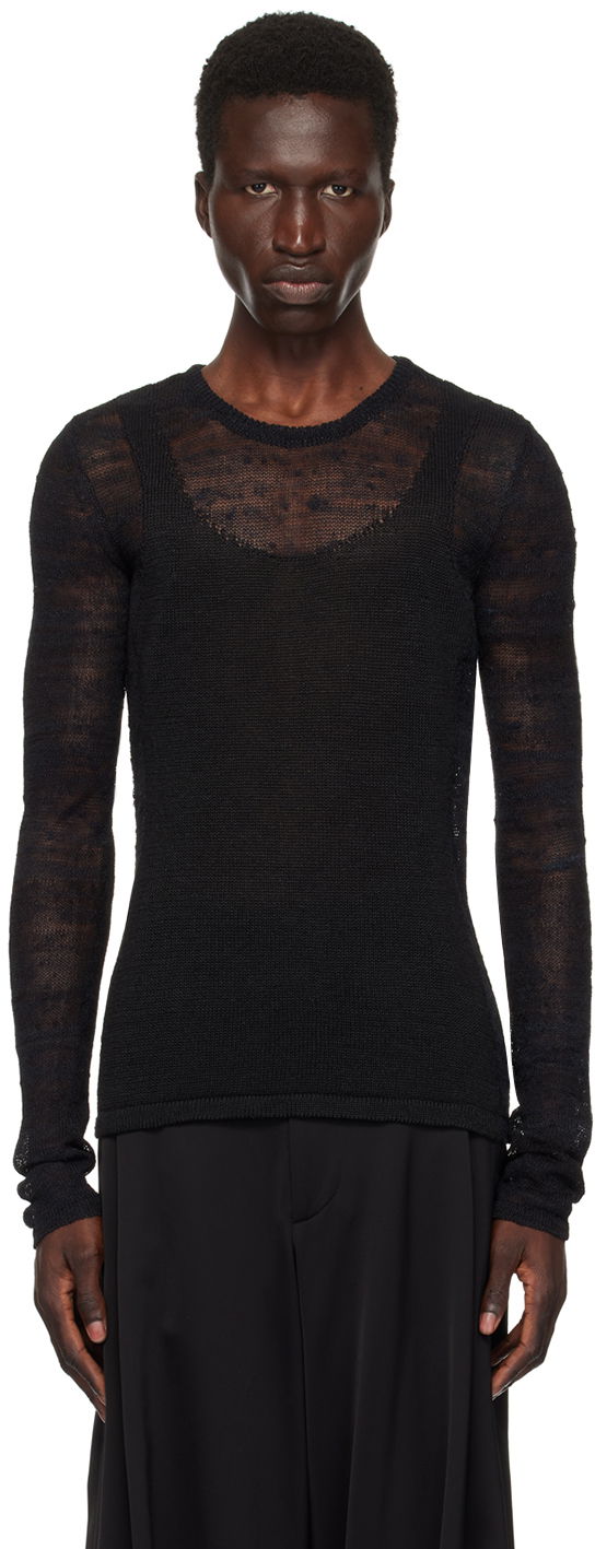 Пуловер Ann Demeulemeester Ann Demeulemeester Marten Ghost Knit Sweater Черно | 2401-M-KN13-KN039-099, 0