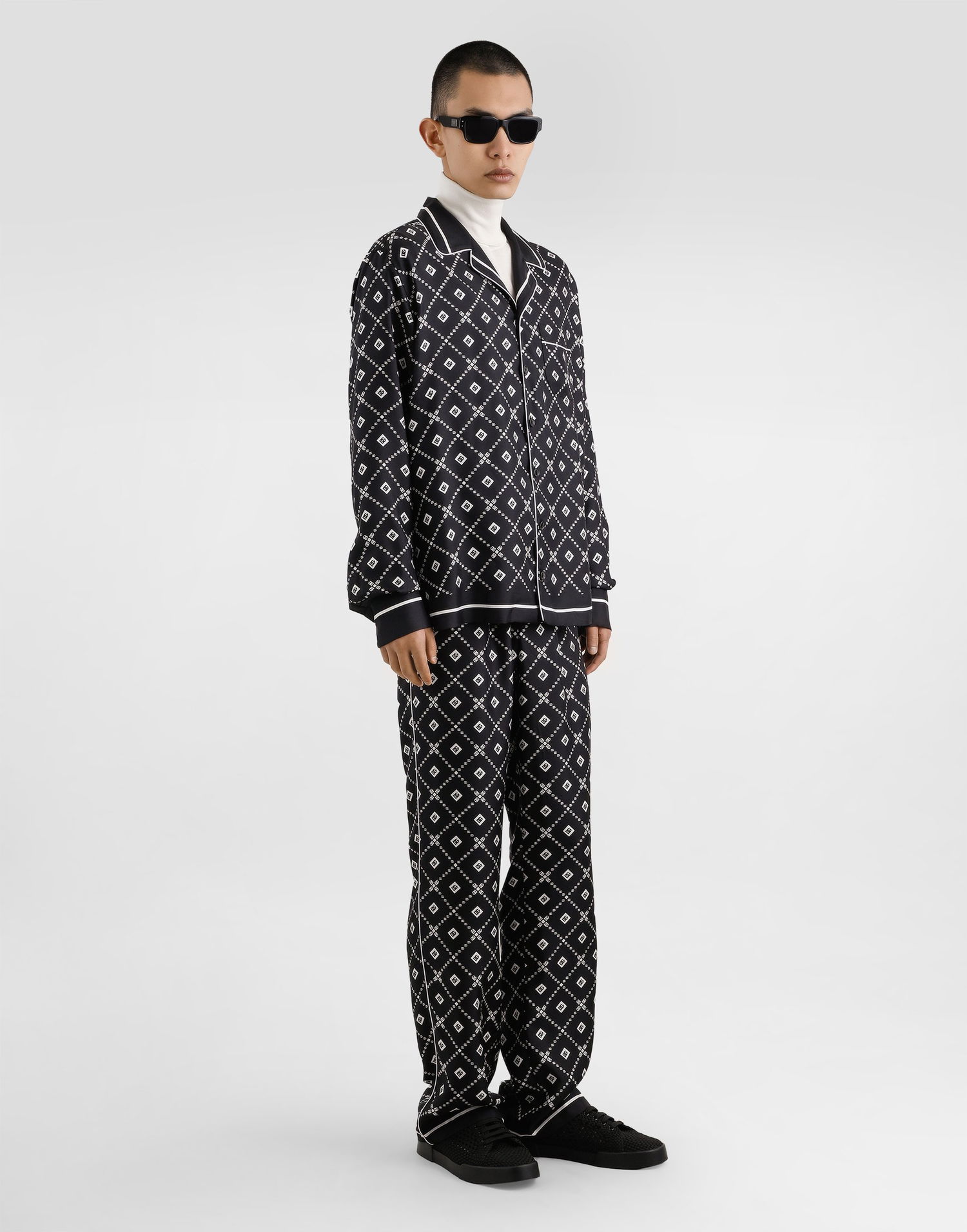 Риза Dolce & Gabbana Dolce & Gabbana Men's Silk Twill Vanity Shirt Черно | G5IF1THI1ZVHH8TA, 1