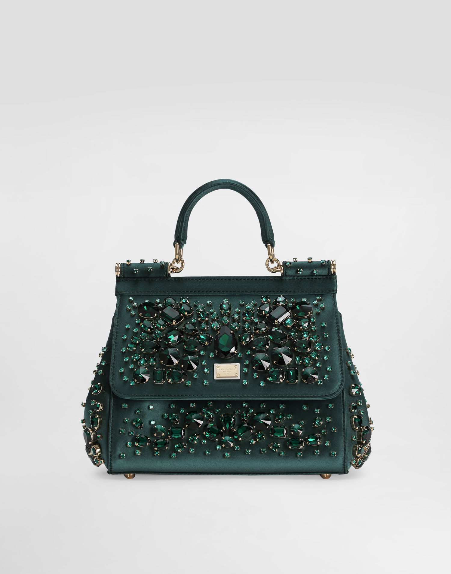 Дамска чанта Dolce & Gabbana Medium Sicily Embellished Handbag Зелено | BB6003C9S4880557, 0