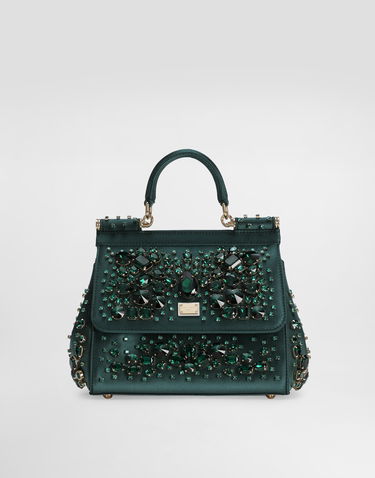 Дамска чанта Dolce & Gabbana Medium Sicily Embellished Handbag Зелено | BB6003C9S4880557, 0