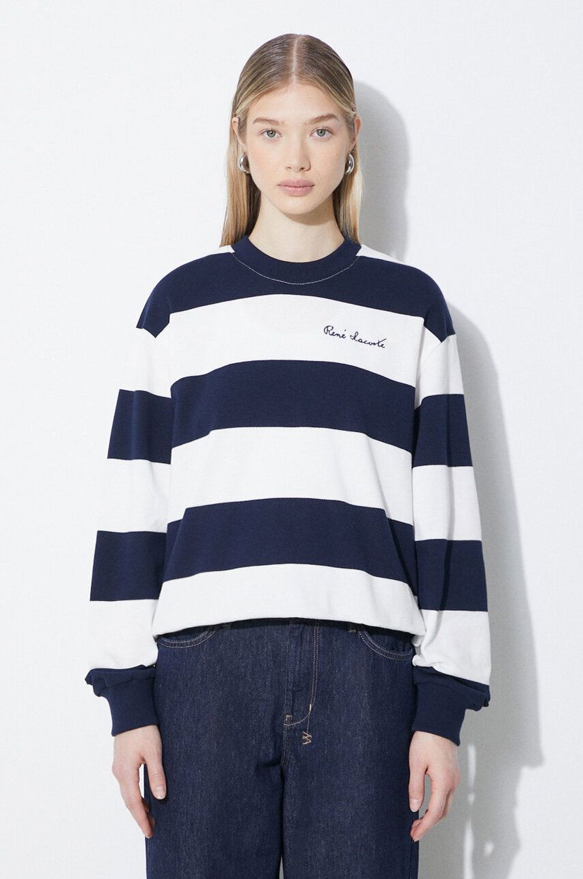 Тениска Lacoste Striped Long Sleeve T-Shirt Бяло | SF7222