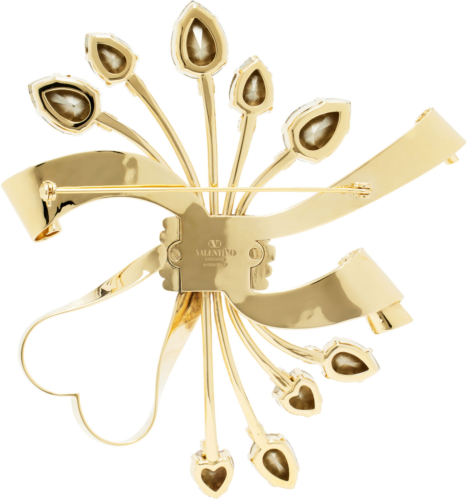 Значка Valentino Valentino Garavani Papier Floral Ribbon Brooch Металик | 6W2J0X51YCW, 1