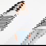 Cotton Blend Mock-Neck Long Sleeve English Stripe Sweater