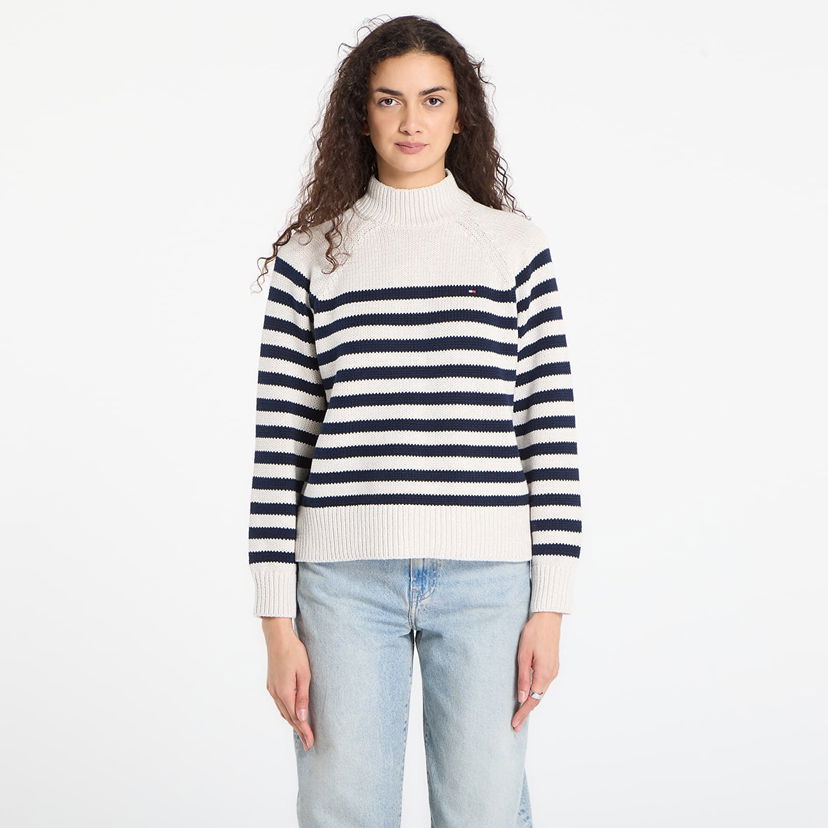 Пуловер Tommy Hilfiger Cotton Blend Mock-Neck Long Sleeve English Stripe Sweater Бежово | WW0WW46759 0AI