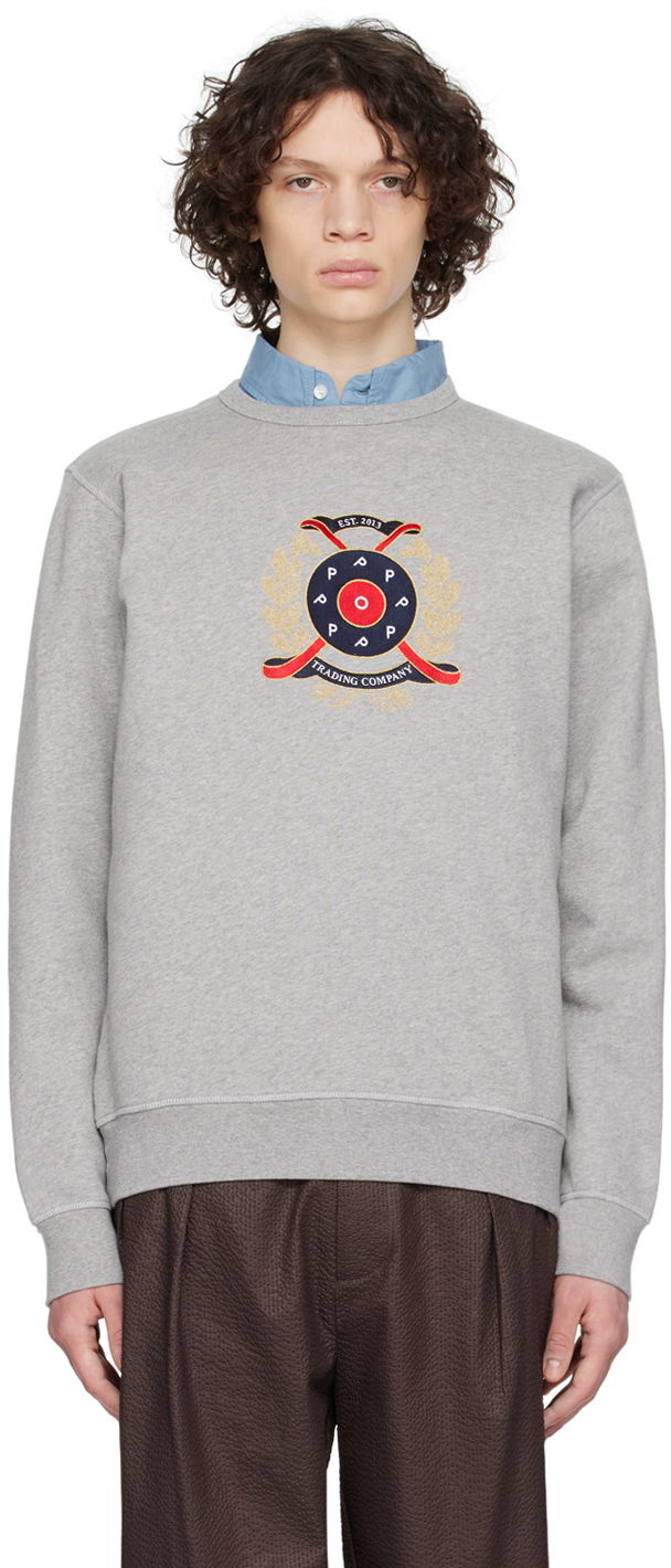 Пуловер Pop Trading Company Royal Logo Embroidered Sweatshirt Сиво | POPSS23_01-008