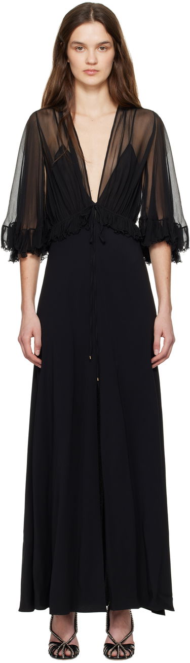 Pокля CHLOÉ Chloé V-Neck Ruffle Maxi Dress Черно | CH25SRO26355, 0