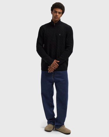 Пуловер Polo by Ralph Lauren Cable Knit Quarter-Zip Mock Neck Sweater Черно | 710876766005, 1