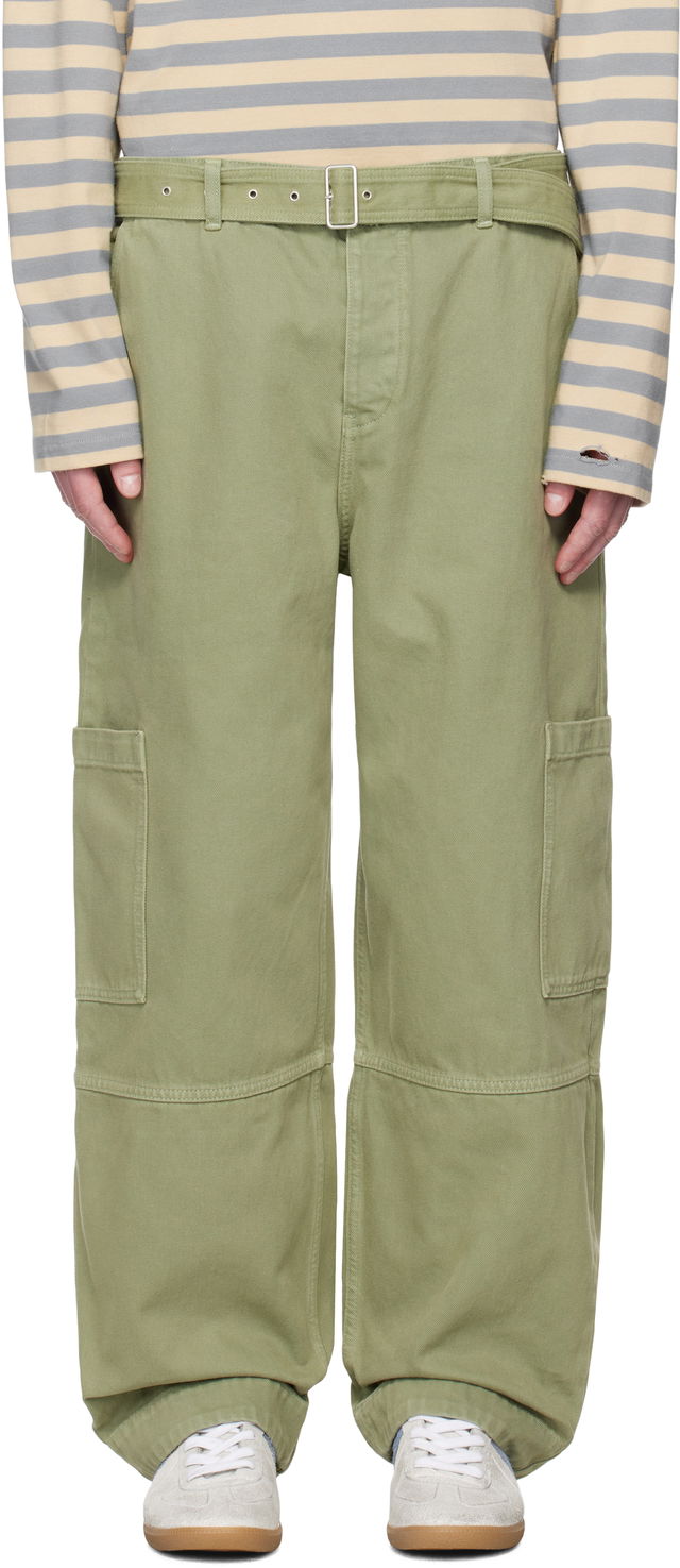 Belted Utility Denim Cargo Pants