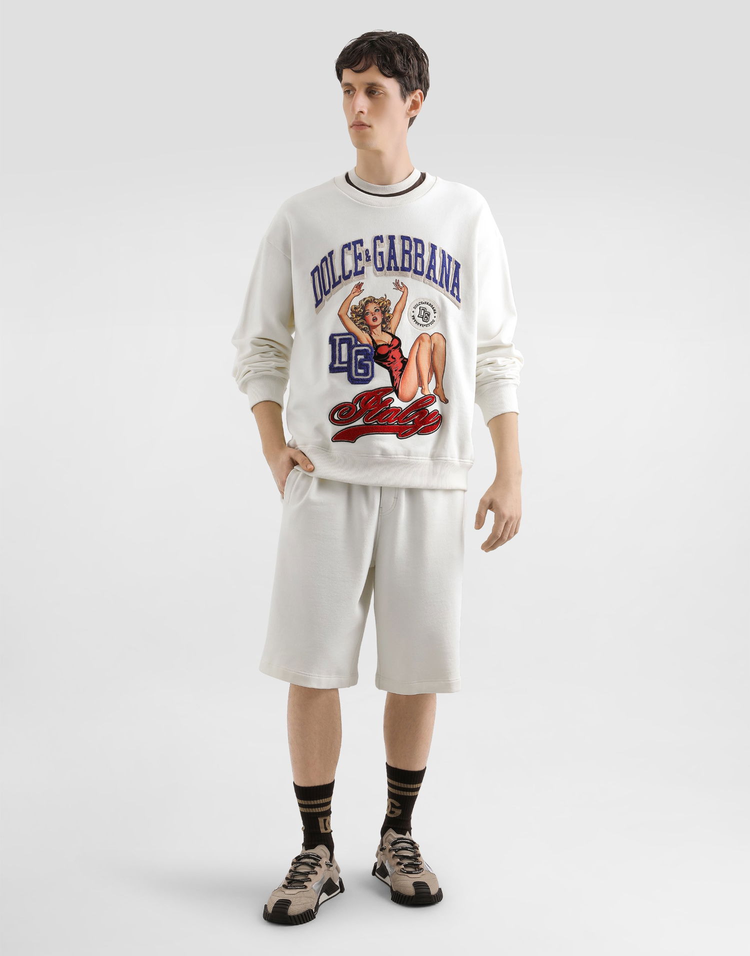 Суитчър Dolce & Gabbana Dolce & Gabbana Embroidered Sweatshirt Бяло | G9AHSZG7PHHA4567, 1