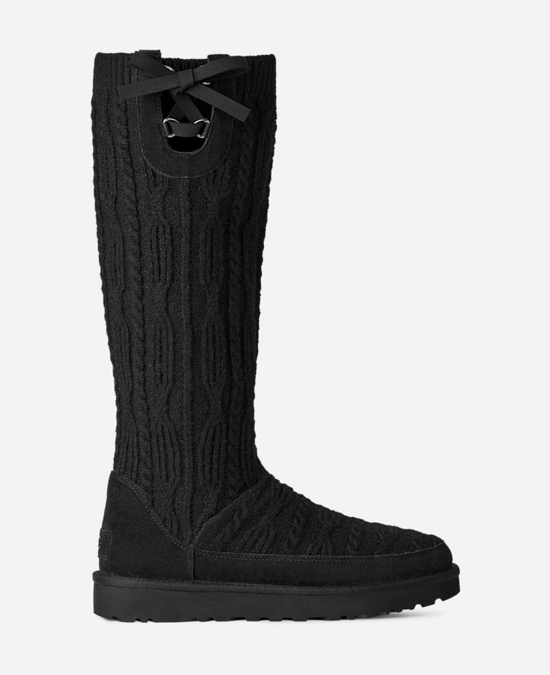 Кецове и обувки UGG Classic Tall Cabelle Knit Boots Черно | 1174579-BLK