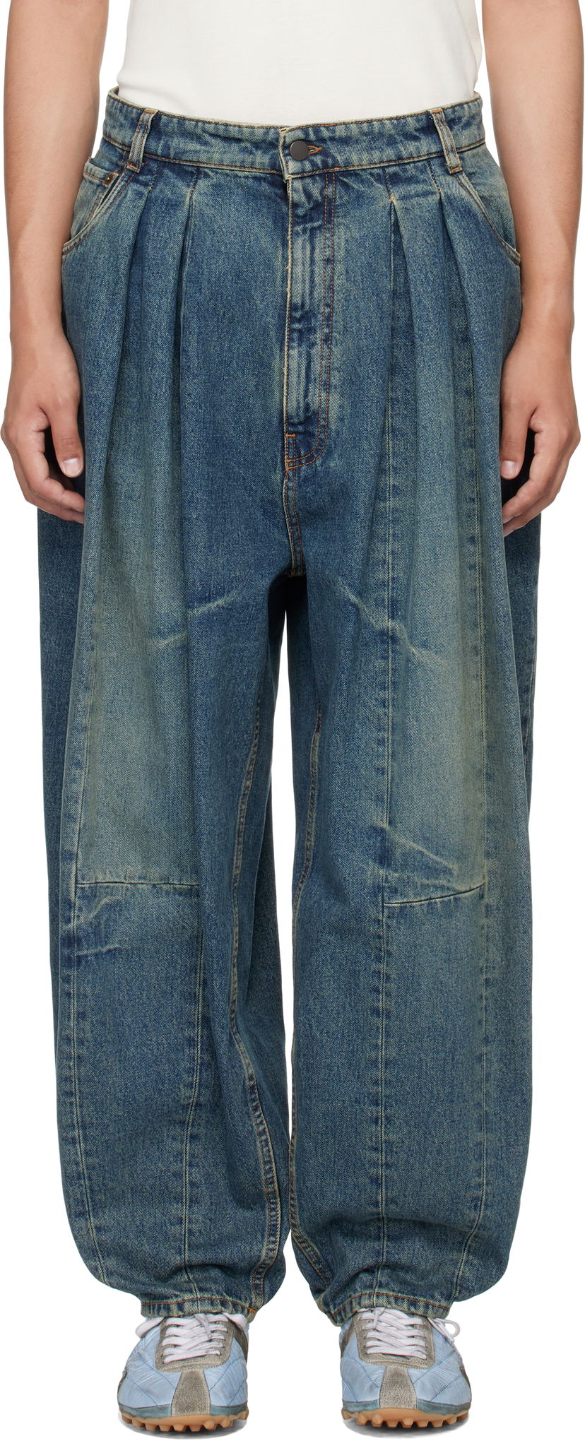 Дънки HED MAYNER Hed Mayner Pleated Denim Jeans Синьо | HMMB67030A-HB251