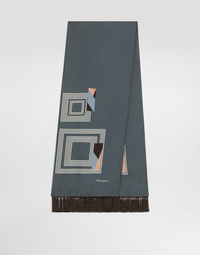 Vintage-print Twill Scarf