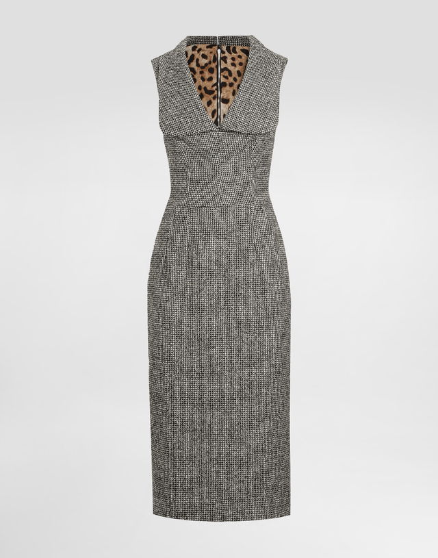 Dolce & Gabbana Dotted Wool Blend Midi Dress