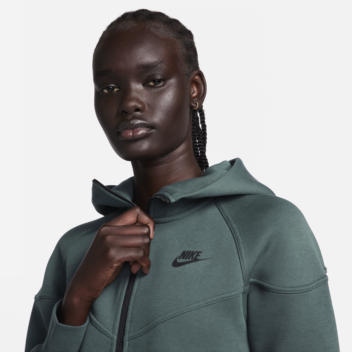 Суитчър Nike Dámská mikina s kapucí a dlouhým zipem Sportswear Tech Fleece Windrunner - Zelená Зелено | FB8338-328, 1