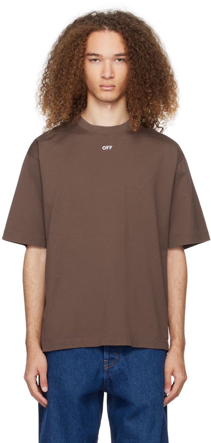 Тениска Off-White Brown Arrow Emb Skate T-Shirt Кафяво | OMAA120S24JER0042801