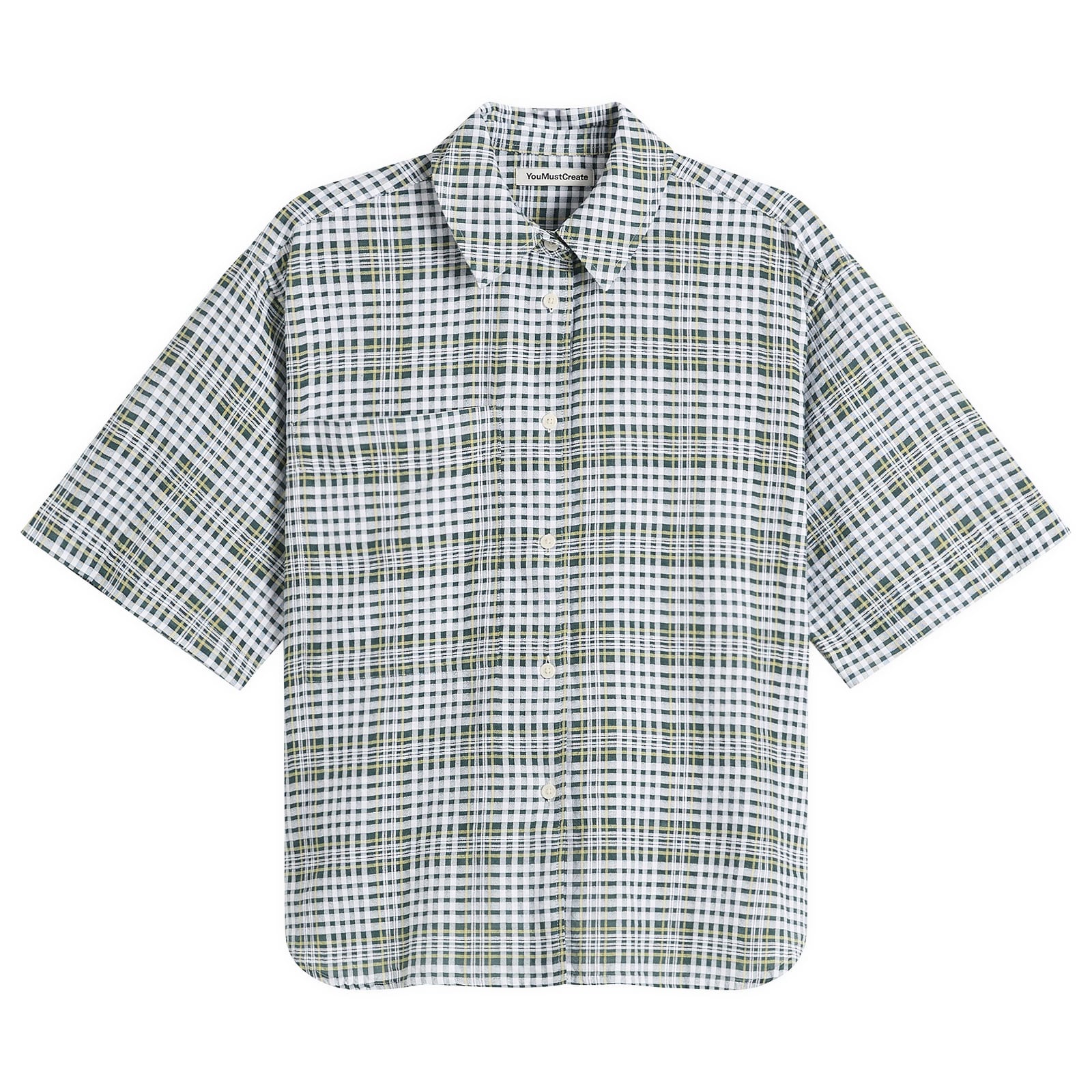 Eva Checked Short-Sleeved Collared Shirt, Medium, 1