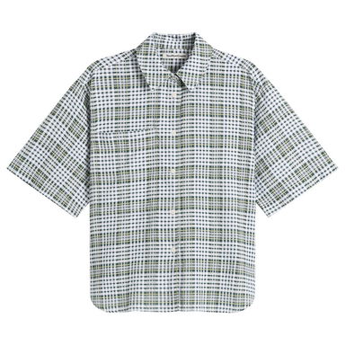 Eva Checked Short-Sleeved Collared Shirt, Medium, 1