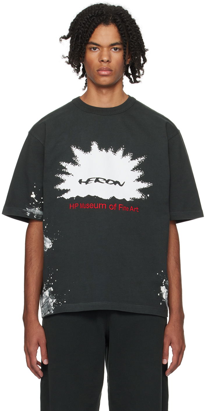 Тениска HERON PRESTON 'Museum' T-Shirt Черно | HMAA032F23JER0051025, 0