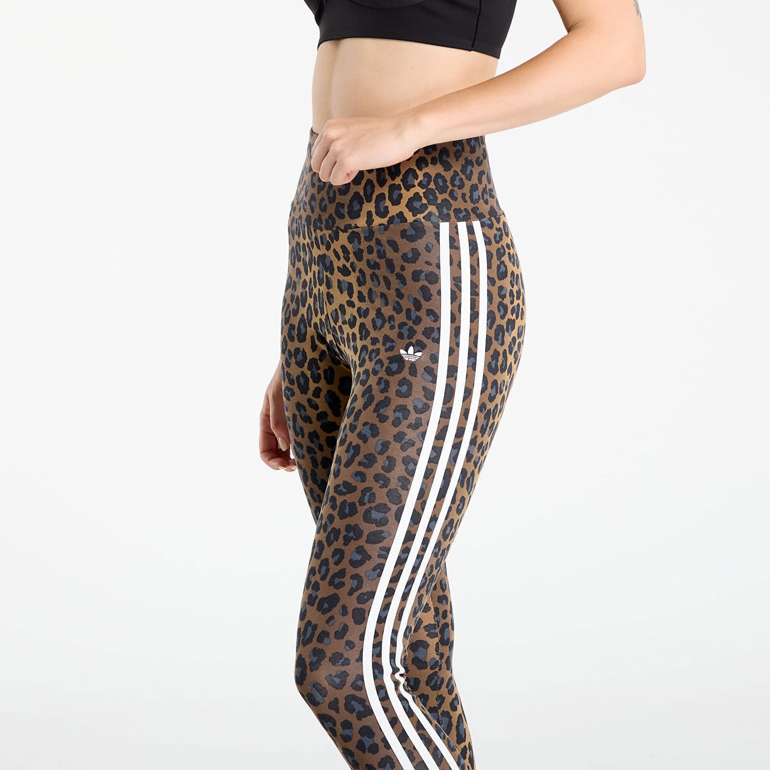 Клинове adidas Performance 3-Stripes Leopard Print Leggings Кафяво | JW7308, 1