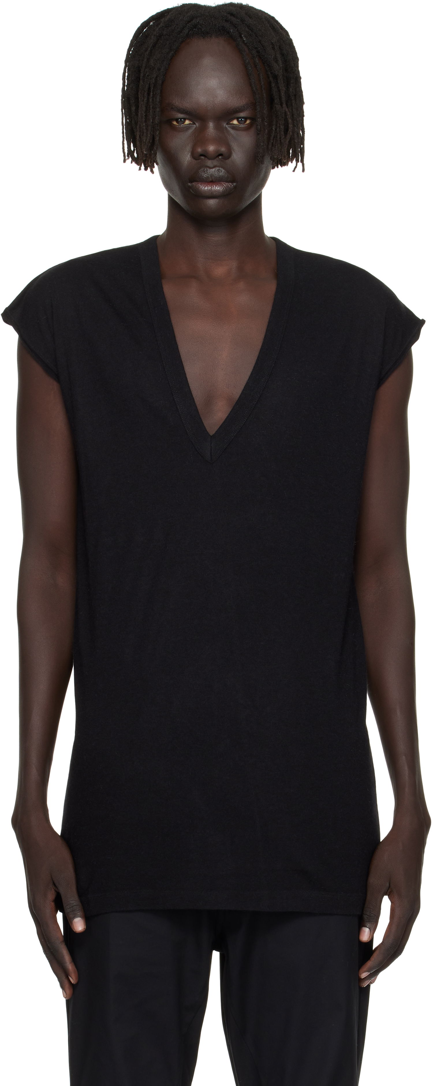 Тениска Rick Owens Rick Owens Concordians Deep V-Neck T-Shirt Черно | RU02E1230 JR, 0