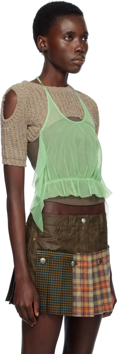 Пола Andersson Bell Andersson Bell Cut-Out Knit Top and Plaid Mini Skirt Set Зелено | atb1315w, 1