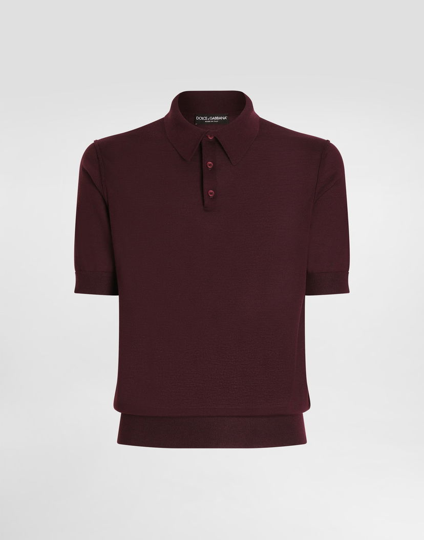 Поло тениска Dolce & Gabbana Dolce & Gabbana Fine-Gauge Cashmere Polo Shirt Бургунди | GXZ02TJBW05R2723