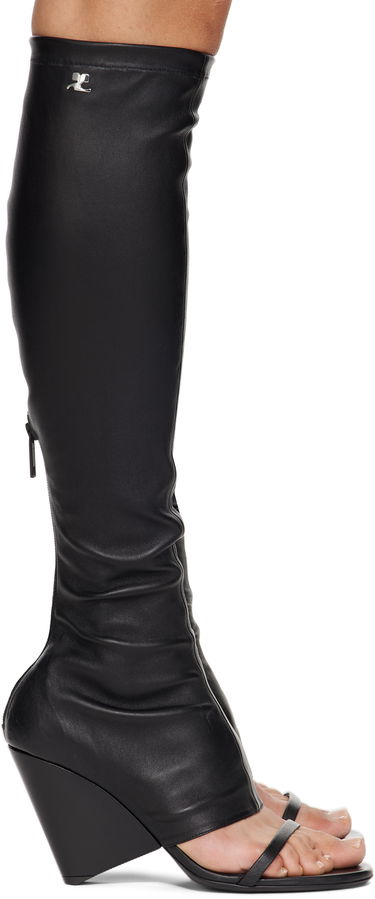 Облекло Courrèges Courrèges Oblique Wedged Leather Tall Boots Черно | 225SBT053AG0034, 0