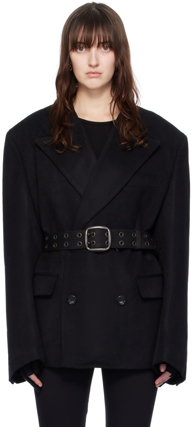 Палта Junya Watanabe Junya Watanabe Double-Breasted Blazer with Belt Черно | JL-J021-051, 0