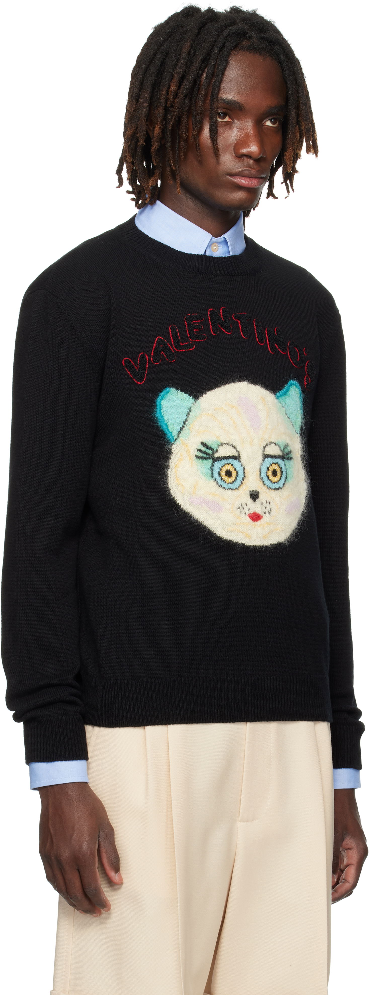 Пуловер Valentino Valentino 'Le Chat De La Maison' Patch Sweater Черно | 7V3KC35IB2V, 1