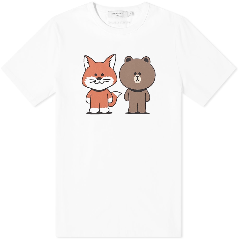 Тениска MAISON KITSUNÉ Line Friends x Kitsune Big Print Tee Бяло | SPLNU00100-WH, 0