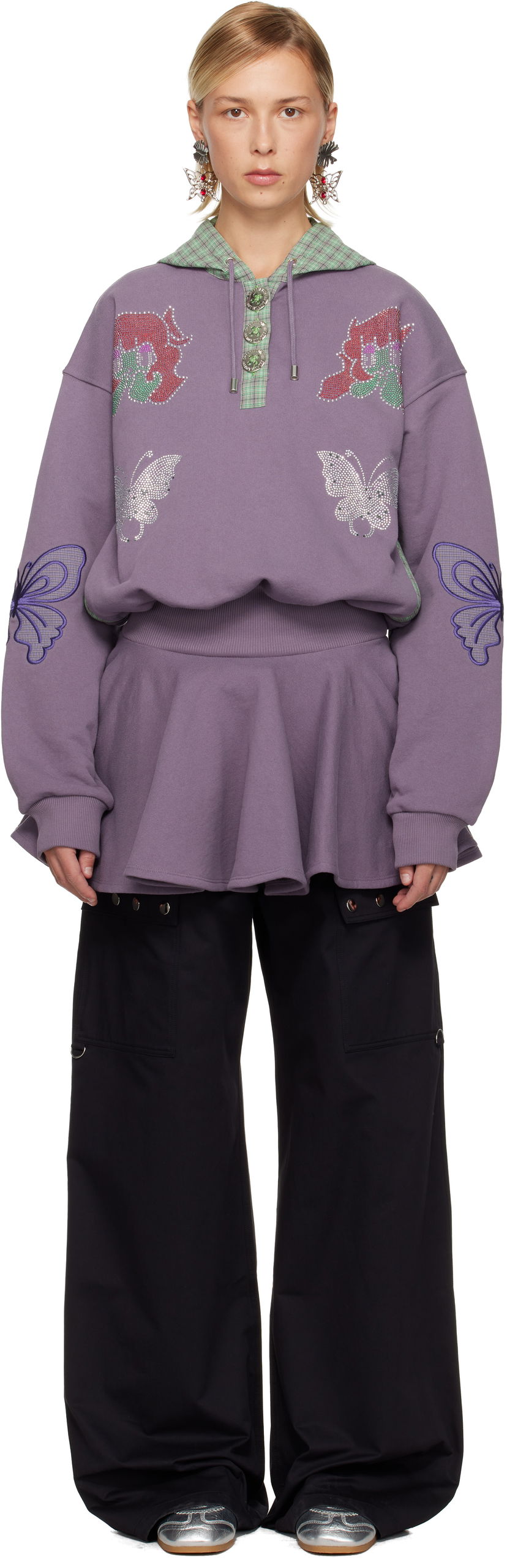 Pокля Chopova Lowena Chopova Lowena Quimby Embellished Flounced Hooded Dress Лилаво | 1346