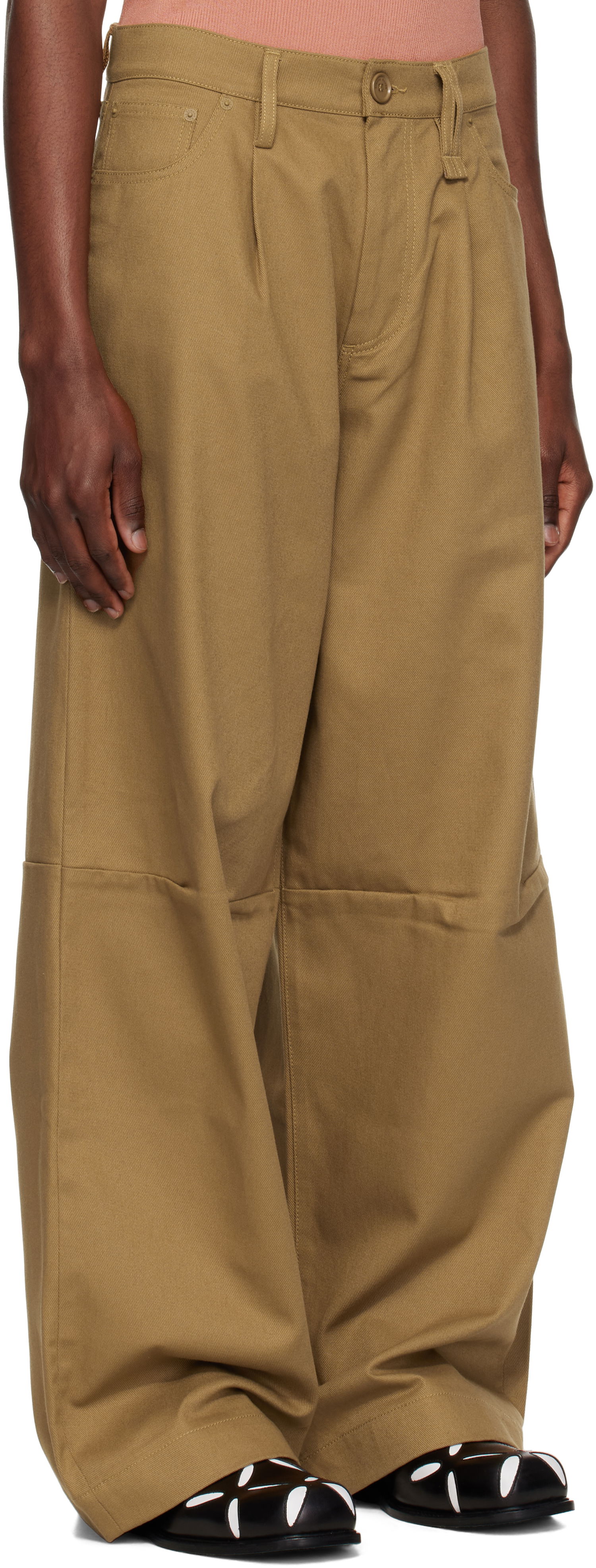 Панталони Simone Rocha Simone Rocha Embellished Puddle Trousers Кафяво | 4131B 1074, 1