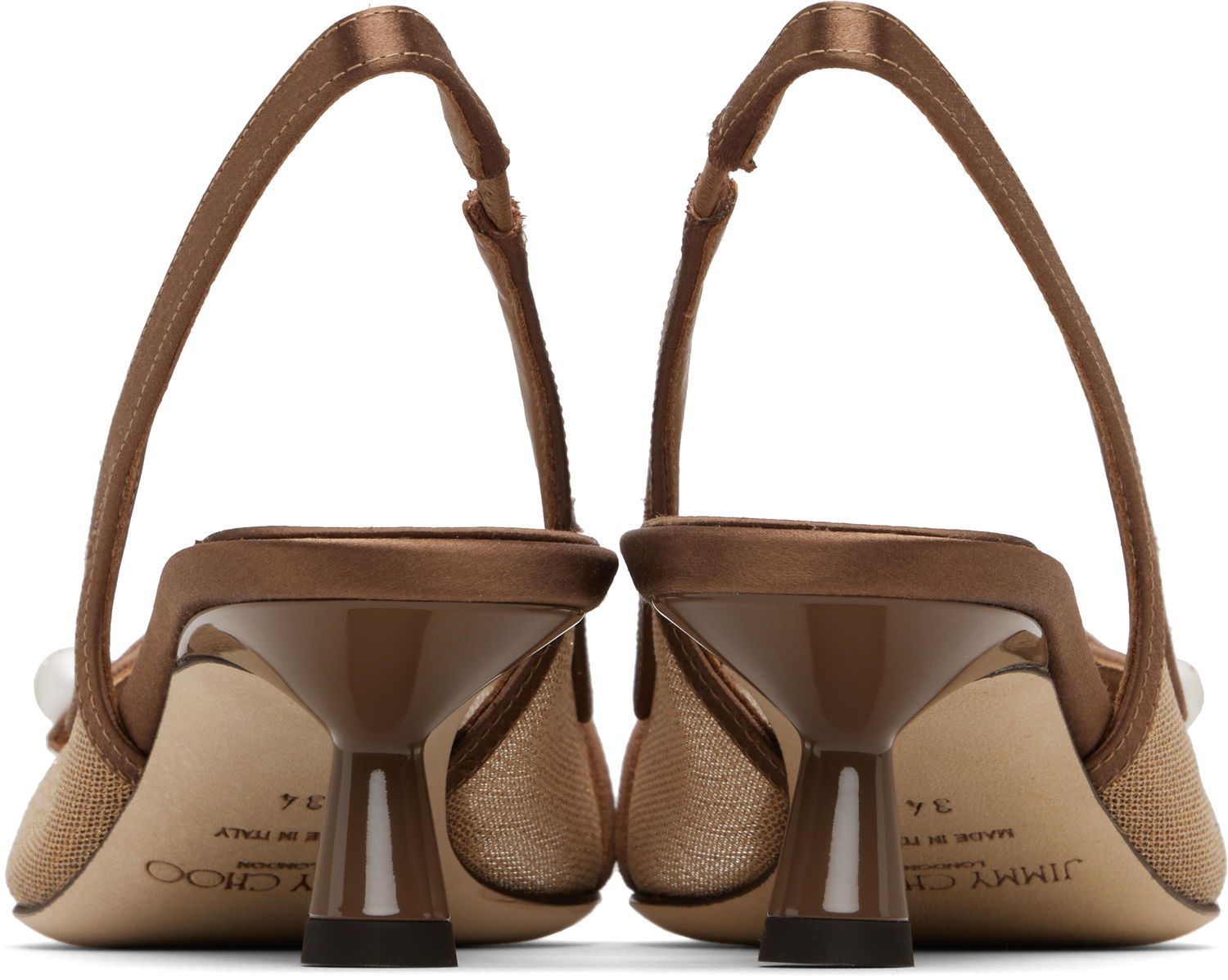 Кецове и обувки Jimmy Choo Amita 45 Mesh Slingback Heels Бежово | AMITA 45, 1