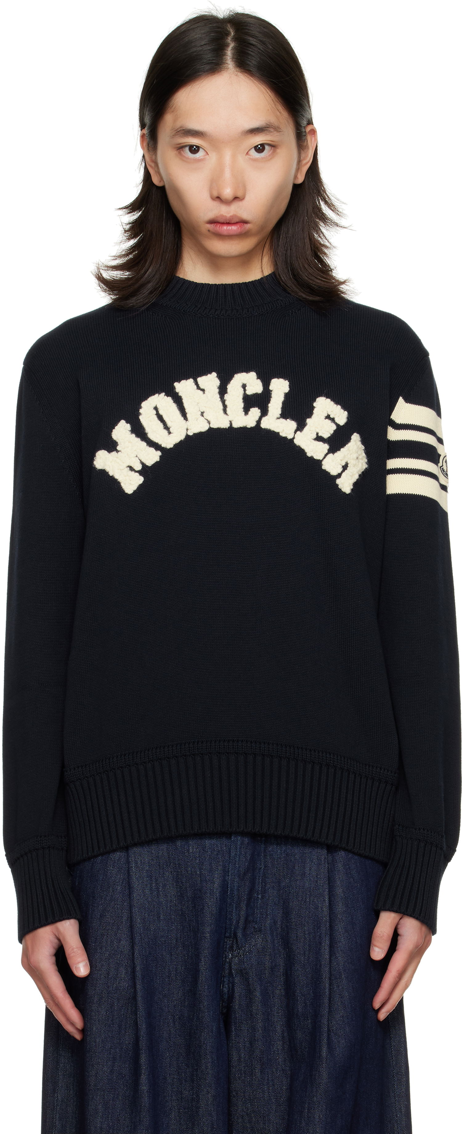 Пуловер Moncler Crewneck Sweater with Logo Черно | K20919C00009M1367, 0