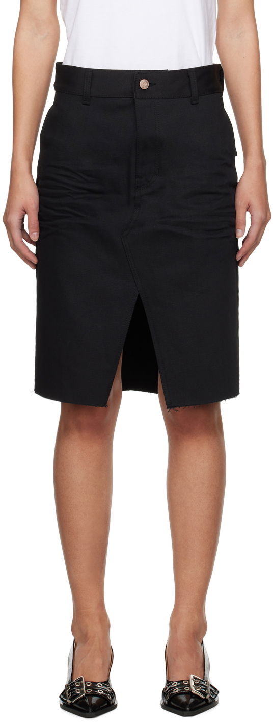 Пола We11done We11done Raw Edge Midi Skirt Черно | WD-DS0-24-303-W-BK, 0